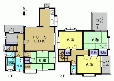Floor plan. 8.8 million yen, 4LDK, Land area 121.94 sq m , Building area 88.69 sq m 4LDK