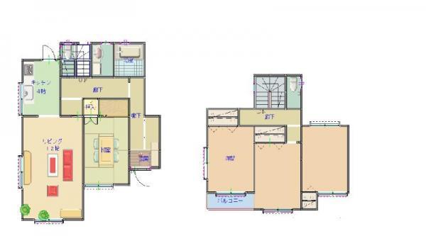 Floor plan. 12.8 million yen, 4LDK, Land area 133.49 sq m , Building area 99.08 sq m