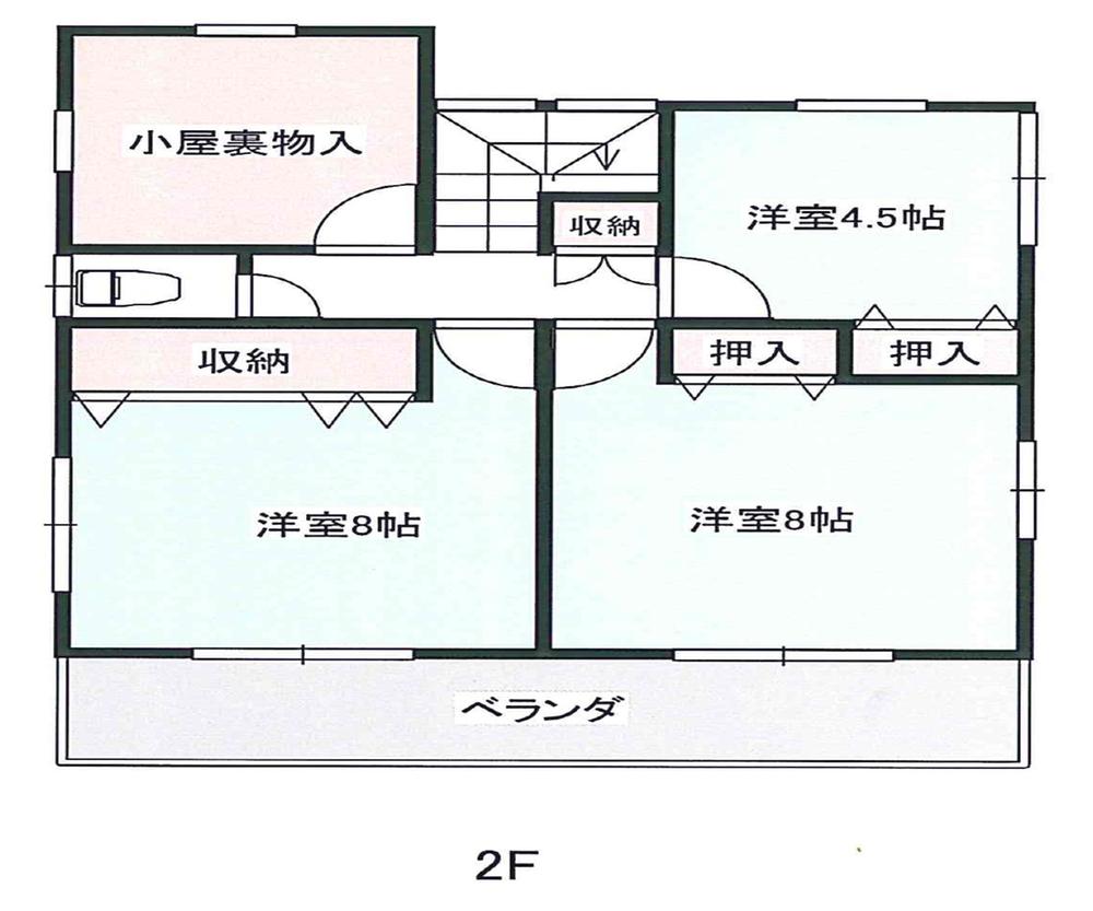 Floor plan. 24,100,000 yen, 4LDK + S (storeroom), Land area 225.9 sq m , Building area 105.98 sq m 2F (8 Hiroshi ・ 8 Hiroshi ・ 4.5 Hiroshi ・ 4.5 attic storage)