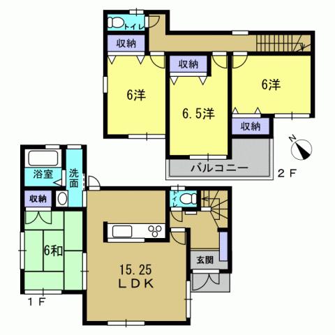 Floor plan. 26,300,000 yen, 4LDK, Land area 136.87 sq m , Building area 93.55 sq m 4LDK
