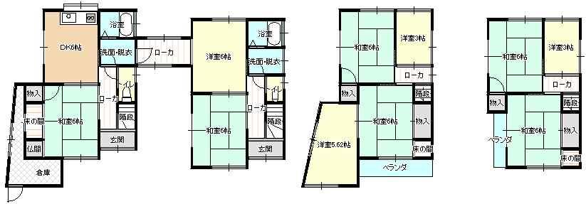 Floor plan. 5.1 million yen, 8DK + 2S (storeroom), Land area 163 sq m , Building area 62.92 sq m