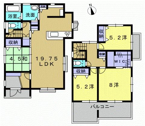Floor plan. 27.5 million yen, 4LDK, Land area 198.98 sq m , Building area 107.65 sq m 4LDK