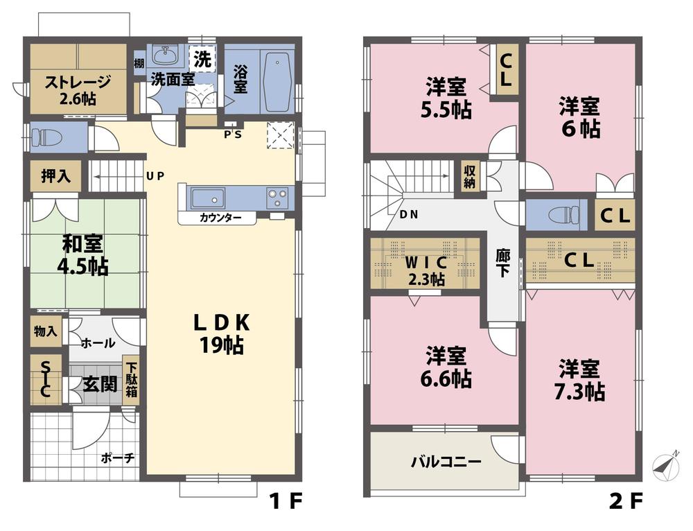 Floor plan. (No.2), Price 29,980,000 yen, 5LDK, Land area 144.67 sq m , Building area 119.11 sq m