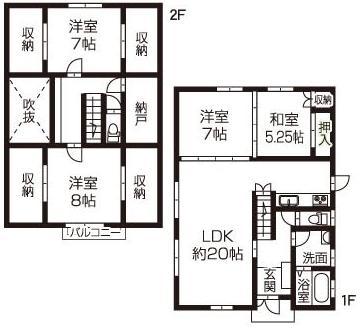 Floor plan. 24,800,000 yen, 4LDK + S (storeroom), Land area 187.09 sq m , Building area 130 sq m   All-electric