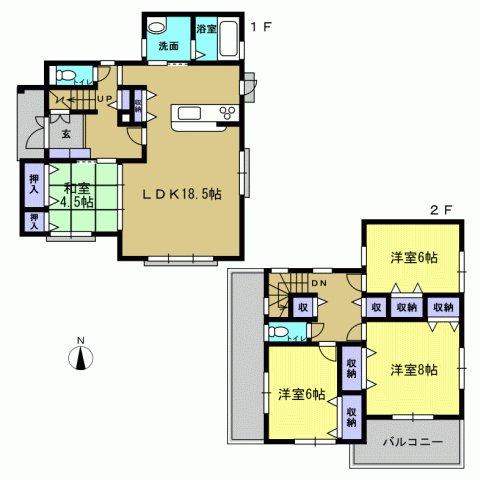 Floor plan. 24,800,000 yen, 4LDK, Land area 147.13 sq m , Building area 109.3 sq m 4LDK