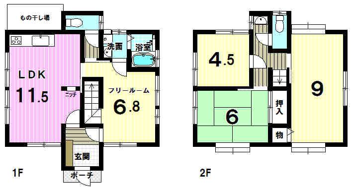 Floor plan. 8.8 million yen, 4LDK, Land area 245.62 sq m , Building area 102 sq m