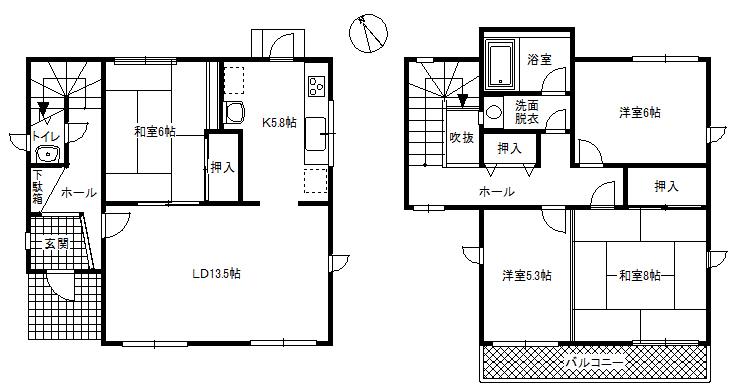 Floor plan. 9.8 million yen, 3LDK, Land area 219.41 sq m , Building area 107.87 sq m