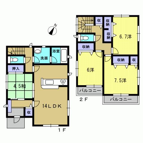 Floor plan. 18,800,000 yen, 4LDK, Land area 188.25 sq m , Building area 96.39 sq m floor plan