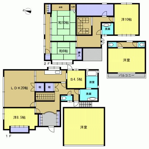 Floor plan. 23.8 million yen, 5LDK + S (storeroom), Land area 258.49 sq m , Building area 202.69 sq m 4LDK + 2S