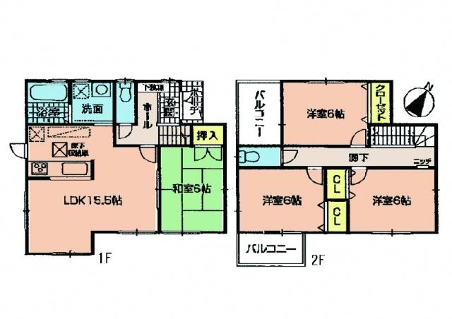 Floor plan. 23.8 million yen, 4LDK, Land area 113.35 sq m , Building area 95.58 sq m