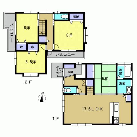 Floor plan. 26,800,000 yen, 4LDK, Land area 130.34 sq m , Building area 106.82 sq m 4LDK