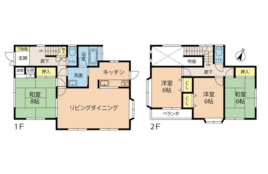 Floor plan. 12.8 million yen, 4LDK, Land area 183.45 sq m , Building area 108.69 sq m
