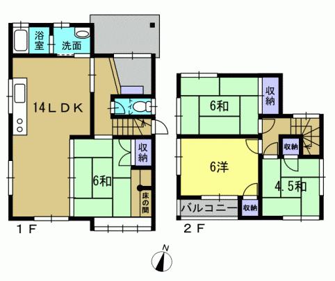 Floor plan. 10.8 million yen, 4LDK, Land area 126.96 sq m , Building area 84.24 sq m 4LDK