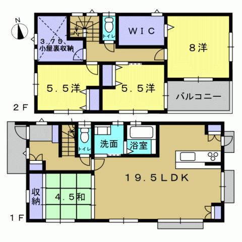 Floor plan. 24,300,000 yen, 4LDK, Land area 175.12 sq m , Building area 106.4 sq m 4LDK
