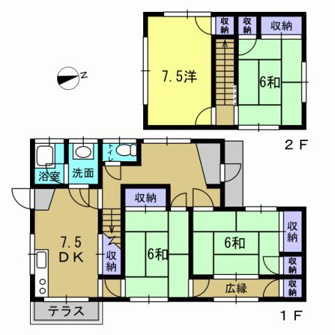 Floor plan. 8.5 million yen, 4DK, Land area 135.8 sq m , Building area 88.62 sq m 4DK