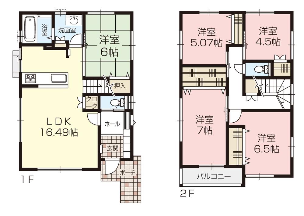 Floor plan. 24,980,000 yen, 5LDK, Land area 114.45 sq m , Building area 106.76 sq m