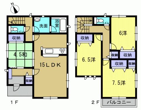 Floor plan. 19,800,000 yen, 4LDK, Land area 153.84 sq m , Building area 98.01 sq m 4LDK