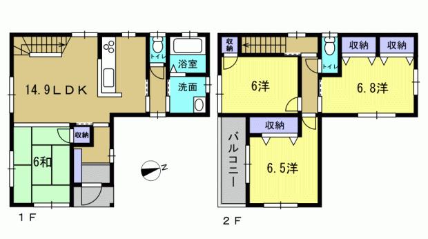 Floor plan. 22,200,000 yen, 4LDK, Land area 85.25 sq m , Building area 94.17 sq m 4LDK