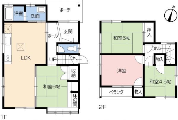 Floor plan. 10.8 million yen, 5DK, Land area 126.96 sq m , Building area 84.24 sq m