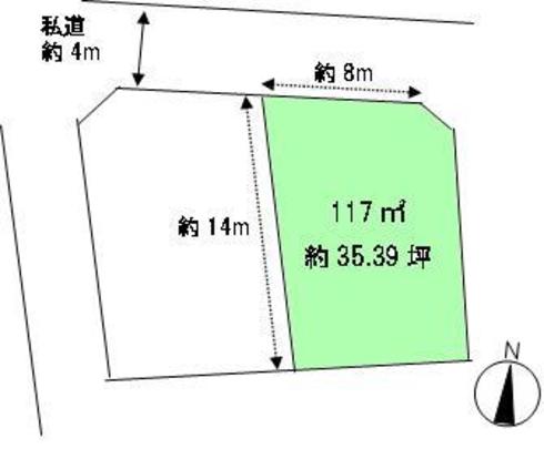 Compartment figure. Land price 1.8 million yen, Land area 117 sq m