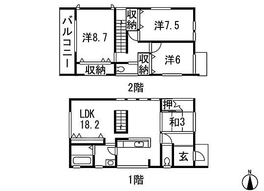 Floor plan. 26,880,000 yen, 4LDK, Land area 134.57 sq m , Building area 105.99 sq m 4LDK