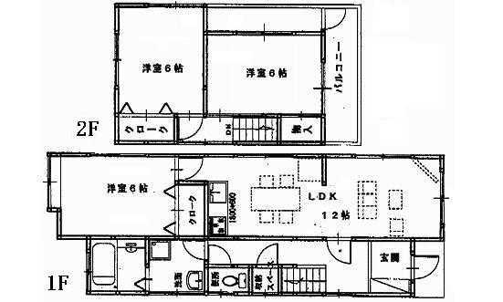 Floor plan. 14.8 million yen, 3LDK, Land area 106 sq m , Building area 74.52 sq m 1F 12LDK 6 Hiroshi toilet 2F 6 Hiroshi 6 Hiroshi