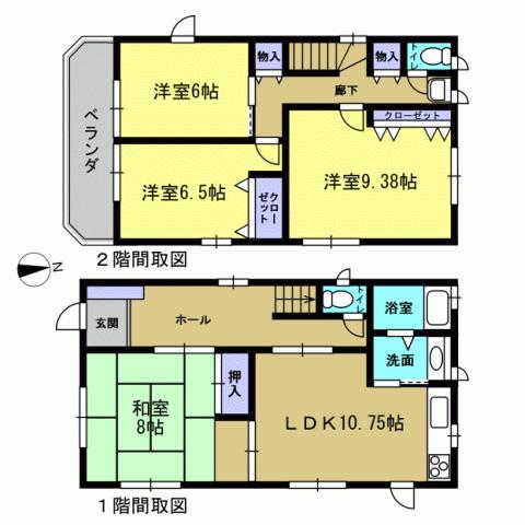 Floor plan. 10.8 million yen, 4LDK, Land area 209.17 sq m , Building area 107.95 sq m 4LDK