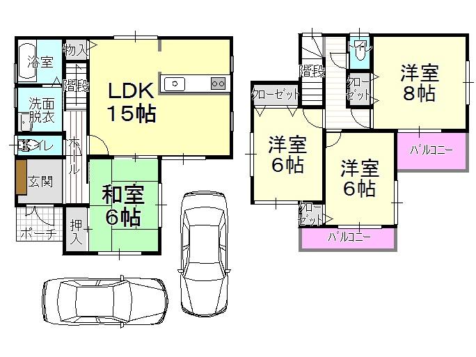 Floor plan. 25.6 million yen, 4LDK, Land area 114.16 sq m , Building area 96.39 sq m