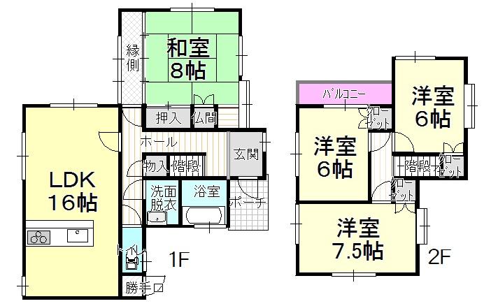 Floor plan. 13.8 million yen, 4LDK, Land area 166.53 sq m , Building area 101.85 sq m