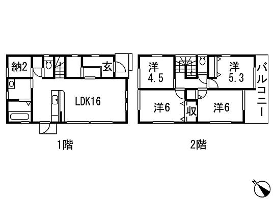 Floor plan. 25,800,000 yen, 4LDK + S (storeroom), Land area 115.49 sq m , Building area 95.22 sq m 4LDK + S