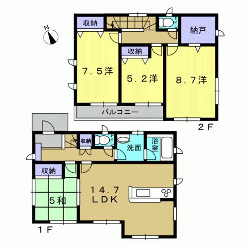Floor plan. 23.8 million yen, 4LDK, Land area 125.63 sq m , Building area 97.19 sq m 4LDK