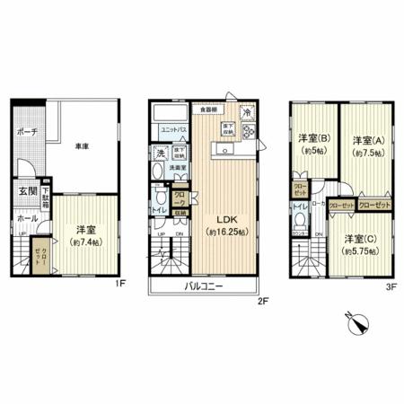 Floor plan. (No1), Price 24,980,000 yen, 4LDK, Land area 86.28 sq m , Building area 102.52 sq m
