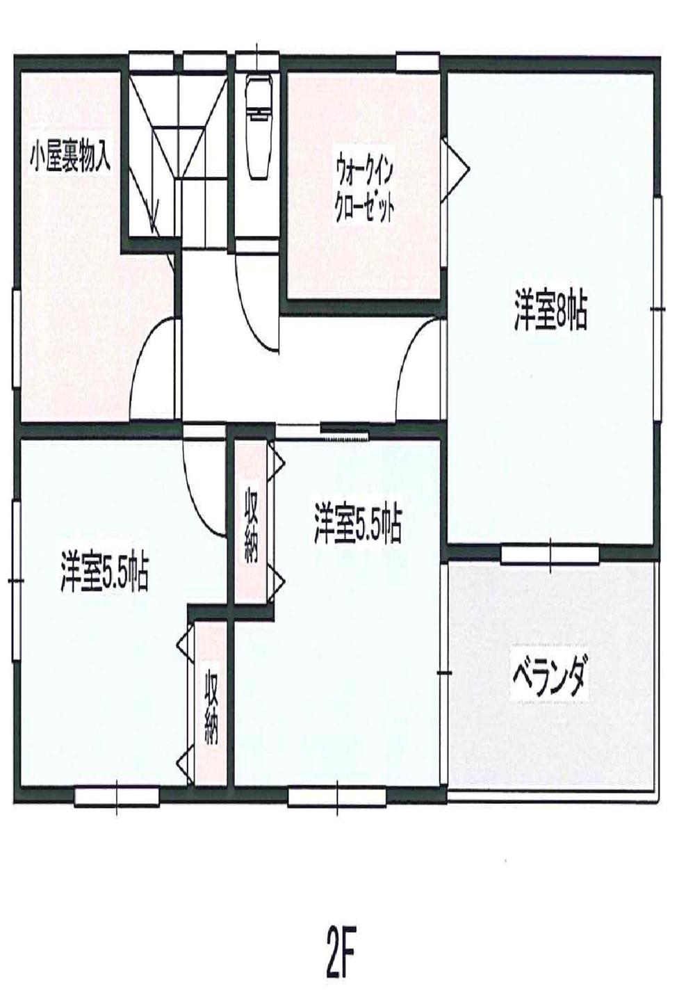 Floor plan. 24,300,000 yen, 4LDK + S (storeroom), Land area 175.12 sq m , Building area 106.4 sq m 2F (8 Hiroshi ・ 5.5 Hiroshi ・ 5.5 Hiroshi ・ Walk-in closet ・ 3.75 attic storage)