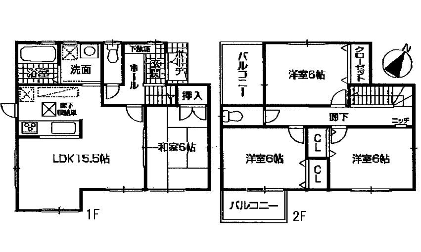 Floor plan. 24,900,000 yen, 4LDK, Land area 111.07 sq m , Building area 93.15 sq m