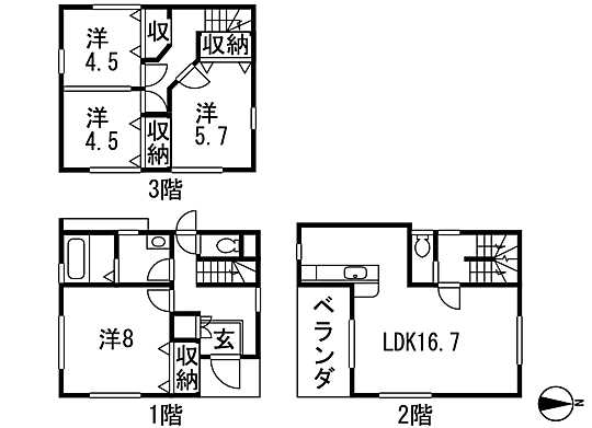 Floor plan. 26,800,000 yen, 4LDK, Land area 90 sq m , Building area 101.62 sq m 4LDK
