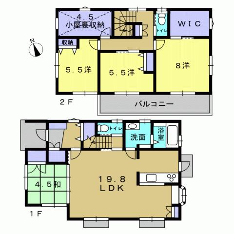 Floor plan. 24,900,000 yen, 4LDK, Land area 175 sq m , Building area 106.81 sq m 4LDK