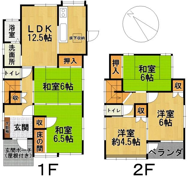 Floor plan. 12.8 million yen, 5LDK, Land area 168.5 sq m , Building area 99.42 sq m