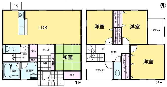 Floor plan. 25,900,000 yen, 4LDK, Land area 158.77 sq m , Building area 107.03 sq m
