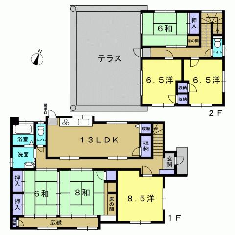 Floor plan. 18,380,000 yen, 6LDK, Land area 337.89 sq m , Building area 146.54 sq m 6LDK