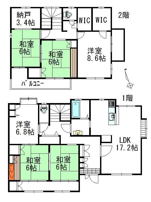 Floor plan. 39,800,000 yen, 6LDK + S (storeroom), Land area 214.69 sq m , Building area 163.75 sq m