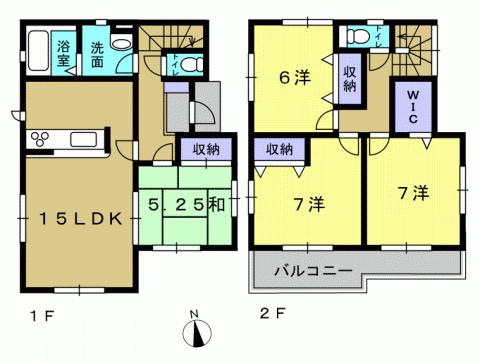 Floor plan. 26,300,000 yen, 4LDK, Land area 188.19 sq m , Building area 96.9 sq m 4LDK