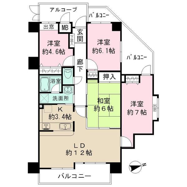 Floor plan. 4LDK, Price 14.6 million yen, Occupied area 81.63 sq m , Balcony area 16.76 sq m