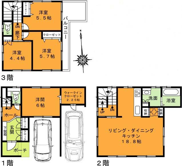 Floor plan. 32,900,000 yen, 4LDK, Land area 70.88 sq m , Building area 113.26 sq m