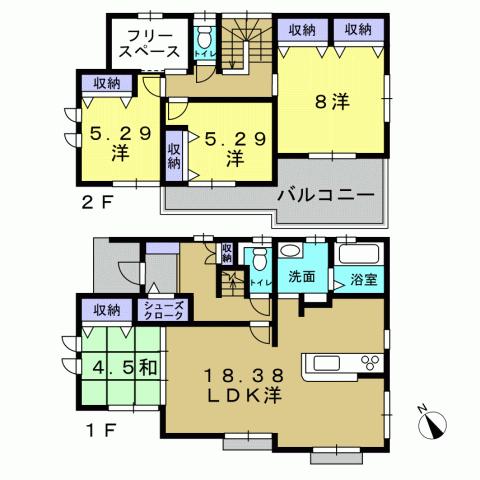 Floor plan. 32,800,000 yen, 4LDK, Land area 137.88 sq m , Building area 108.19 sq m 4LDK
