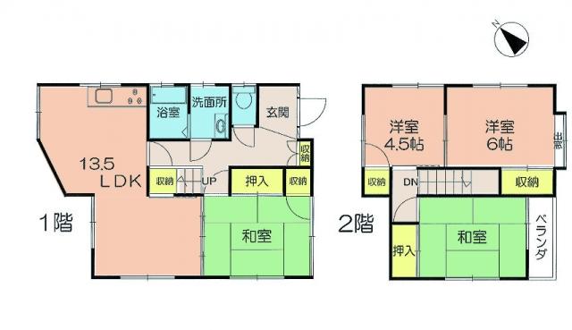 Floor plan. 13,900,000 yen, 4LDK, Land area 112.48 sq m , Building area 88.94 sq m