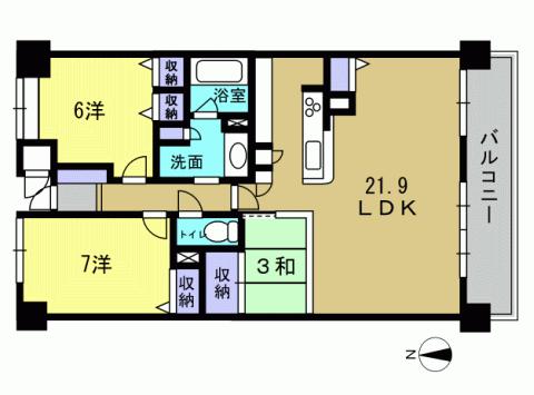 Floor plan. 3LDK, Price 22.5 million yen, Occupied area 83.06 sq m , Balcony area 15 sq m 3LDK