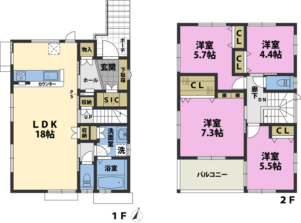 Floor plan. (No.2), Price 24,980,000 yen, 4LDK, Land area 113.38 sq m , Building area 99.25 sq m