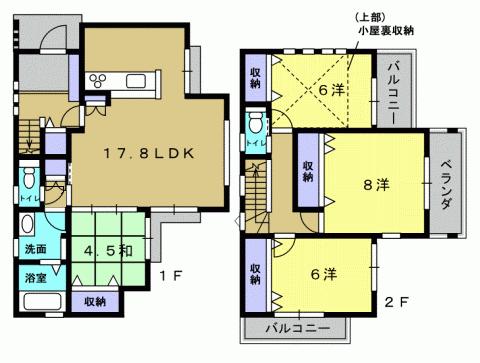 Floor plan. 32,800,000 yen, 4LDK, Land area 187.52 sq m , Building area 104.3 sq m 4LDK
