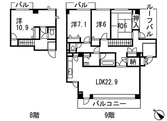 Floor plan. 4LDK, Price 21,800,000 yen, Footprint 145.33 sq m , Balcony area 24.89 sq m 4LDK