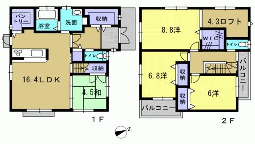 Floor plan. 28.5 million yen, 4LDK + S (storeroom), Land area 172.9 sq m , Building area 108.69 sq m 4LDK + S